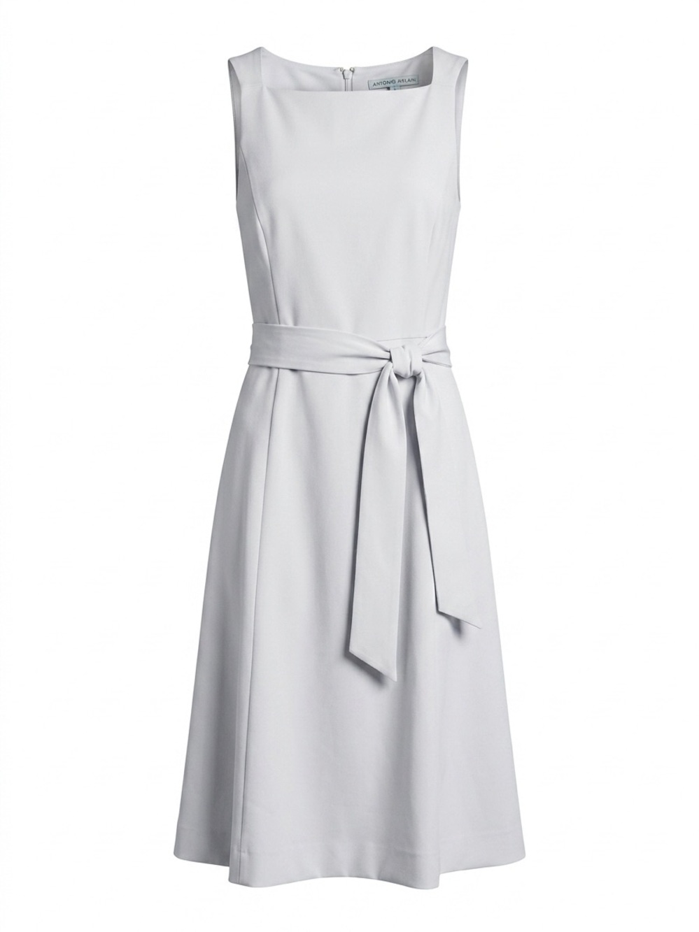 ANTONIO MELANI Sleeveless White Tie-Belt A-Line Dress
